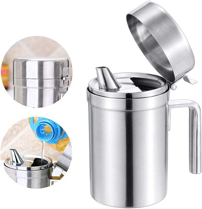 Olive Oil Dispenser, 550ML Stainless Steel Bottle with Lid, Leak Proof, Salad Dressing Storage, Cooking & BBQ
