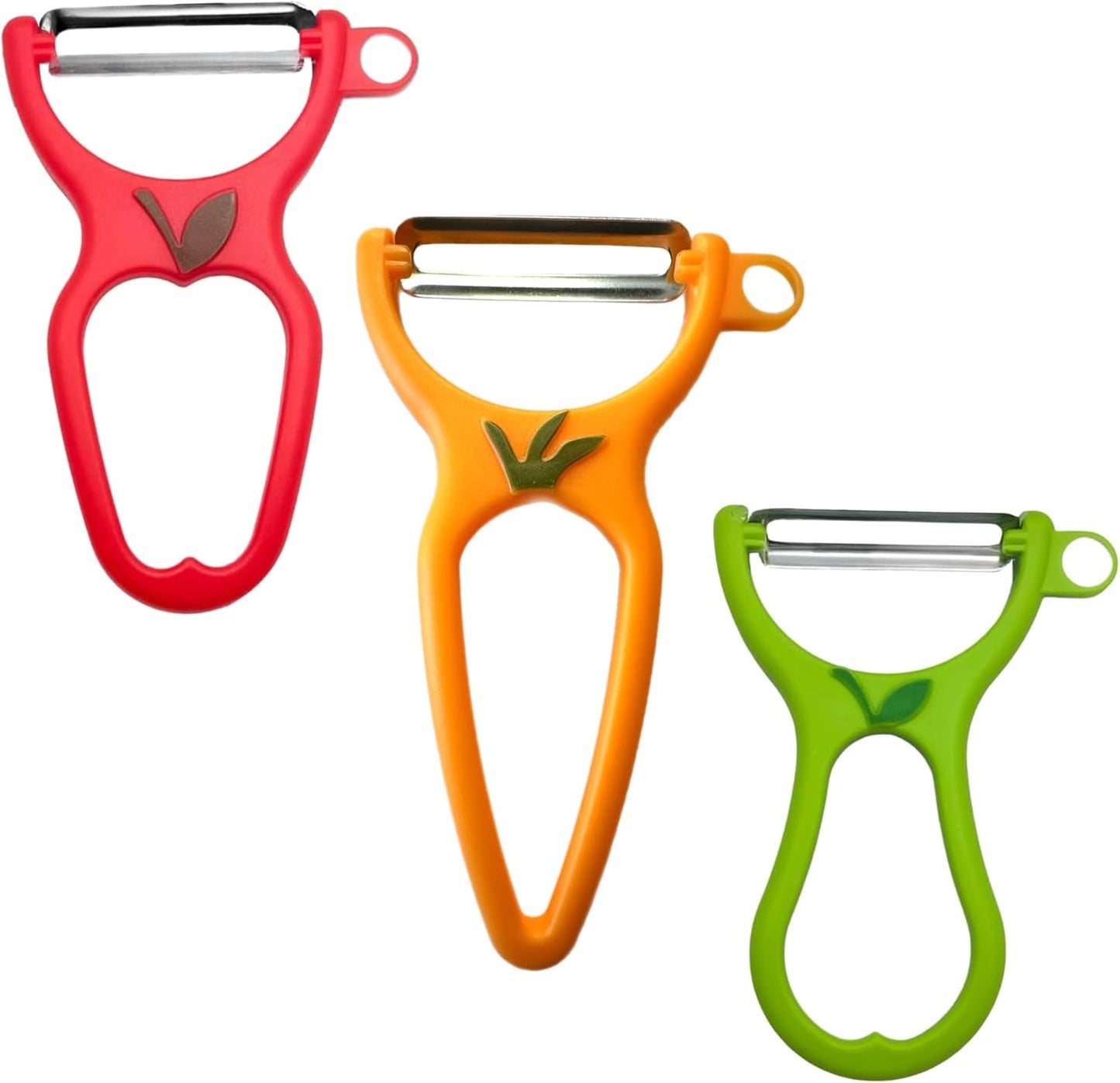ALAZCO 3 Pack BPA-FREE Premium Swivel Fruit Vegetable Peeler Ergonomic Comfort Hold Handle Ultra Sharp Steel Blades Ideal Kitchen Peelers Potato Carrot Apple Cucumber Veggies Dishwasher Safe