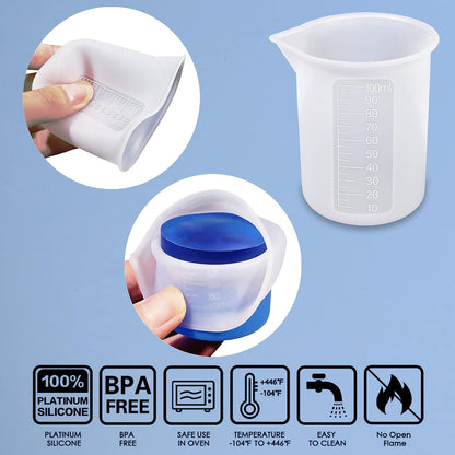 10 PCS 100ml Silicone Measuring Cups for Resin Non-Stick Mixing Cups Glue Tools, Precise Scale Toning Cups for Resin DIY Craft Jewelry Making