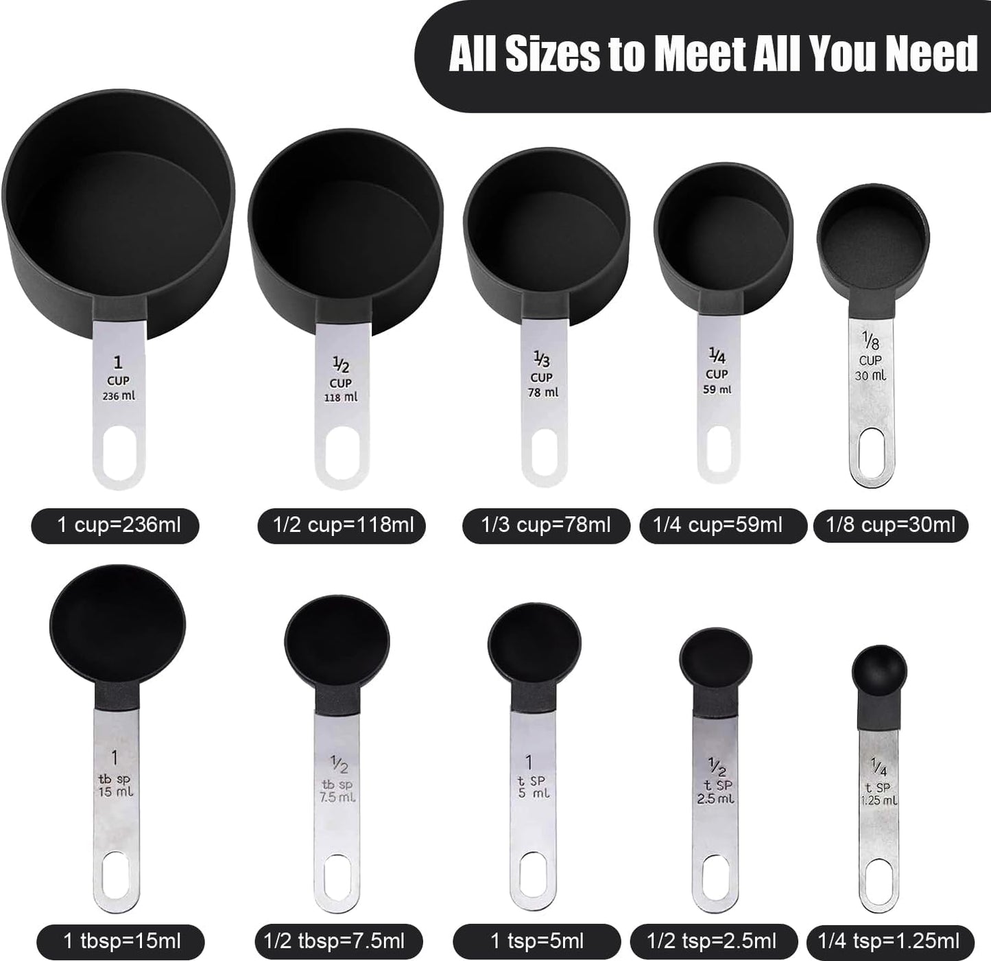 Measuring Cups and Spoons Set, 10-Piece Stackable Kitchen Tools with Stainless Steel Handles, Nesting Measurement Gadgets for Cooking & Baking (pink)