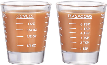 Shot Glass Measuring Cup，Espresso Shot Glass 26-Incremental Measurement 1oz, 6 Tsp, 2 Tbs, 30ml，Kitchen Tools，Bar Bartender Accessories, Jigger for Bartending (2 Pack-Blue)