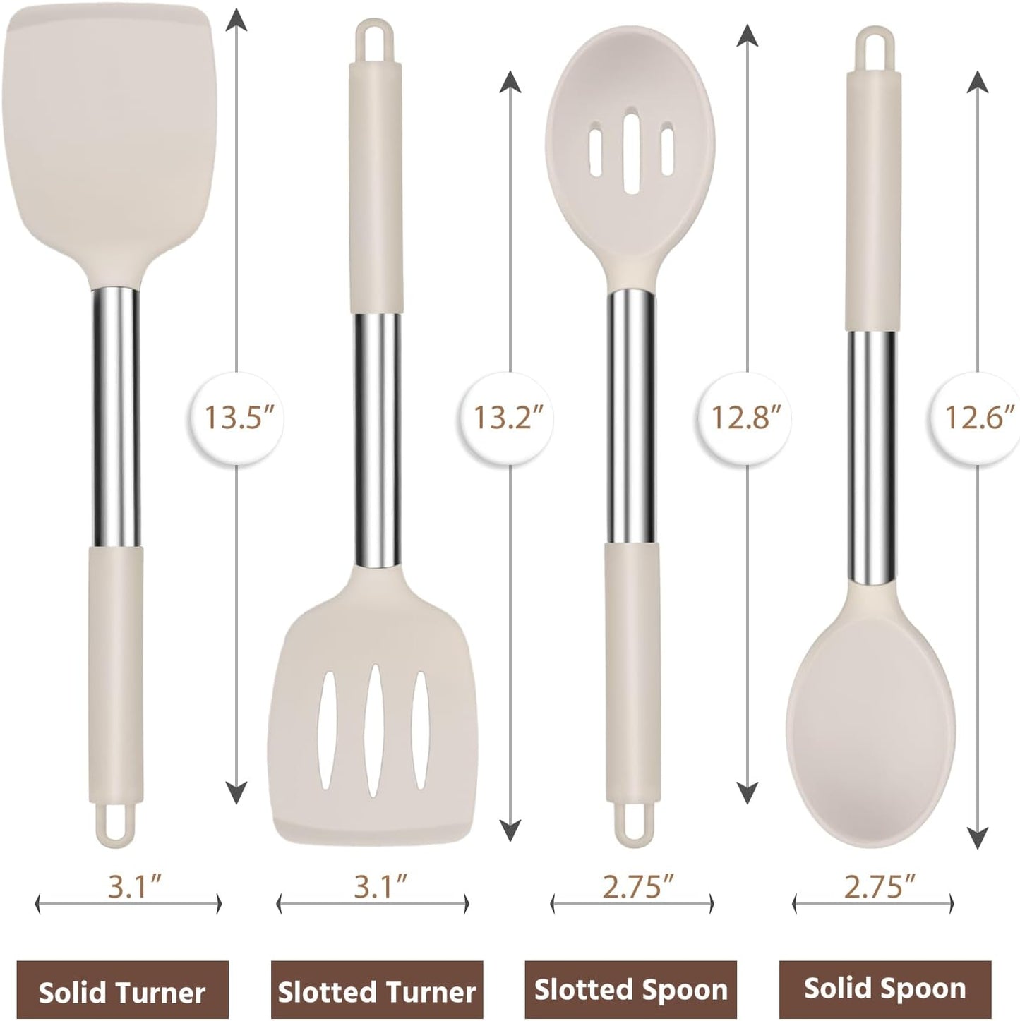 E-far Cooking Utensils Set of 4, Silicone Kitchen Utensils for Non-stick Cookware, Heat Resistant & Non-toxic Slotted Spatula Solid Spoon Turner for Flipping Mixing Serving Basting(Black)