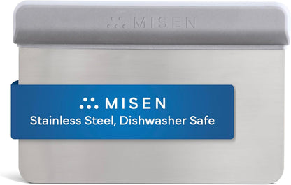 Misen Stainless Steel Bench Scraper - Versatile Food Scraper with Walnut Handle - Ideal for Kitchen, Pastry & Dough - Durable Cutting Board Scraper Tool - Effortless Transfer into Pots & Pans -Walnut