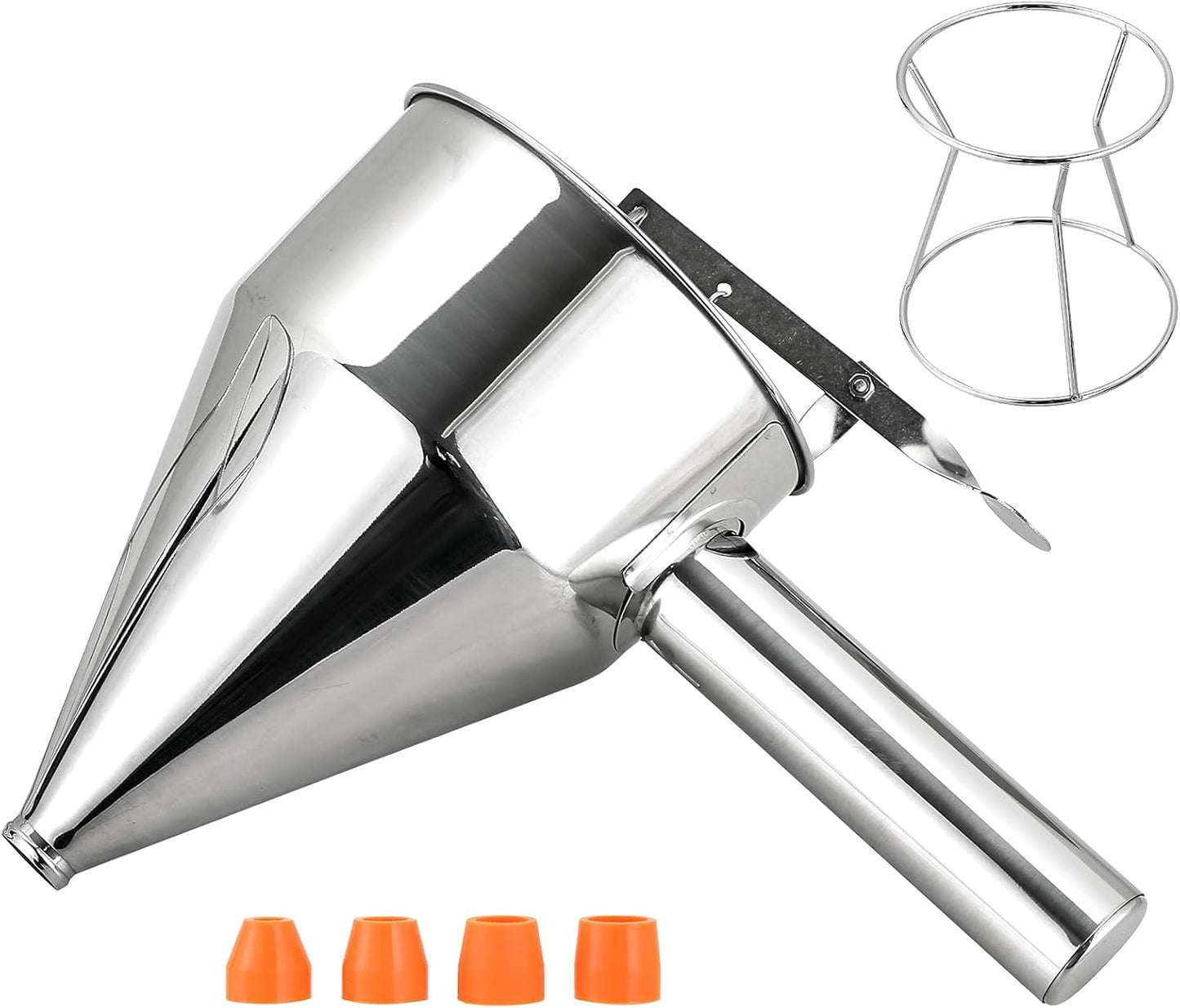 MAOPINER 1200ML 40.5OZ Stainless Steel Pancake Batter Dispenser, Piston Funnel Cake Maker Dispenser, Commercial Chocolate Confectionery Funnel with Stand for Takoyaki and Baking