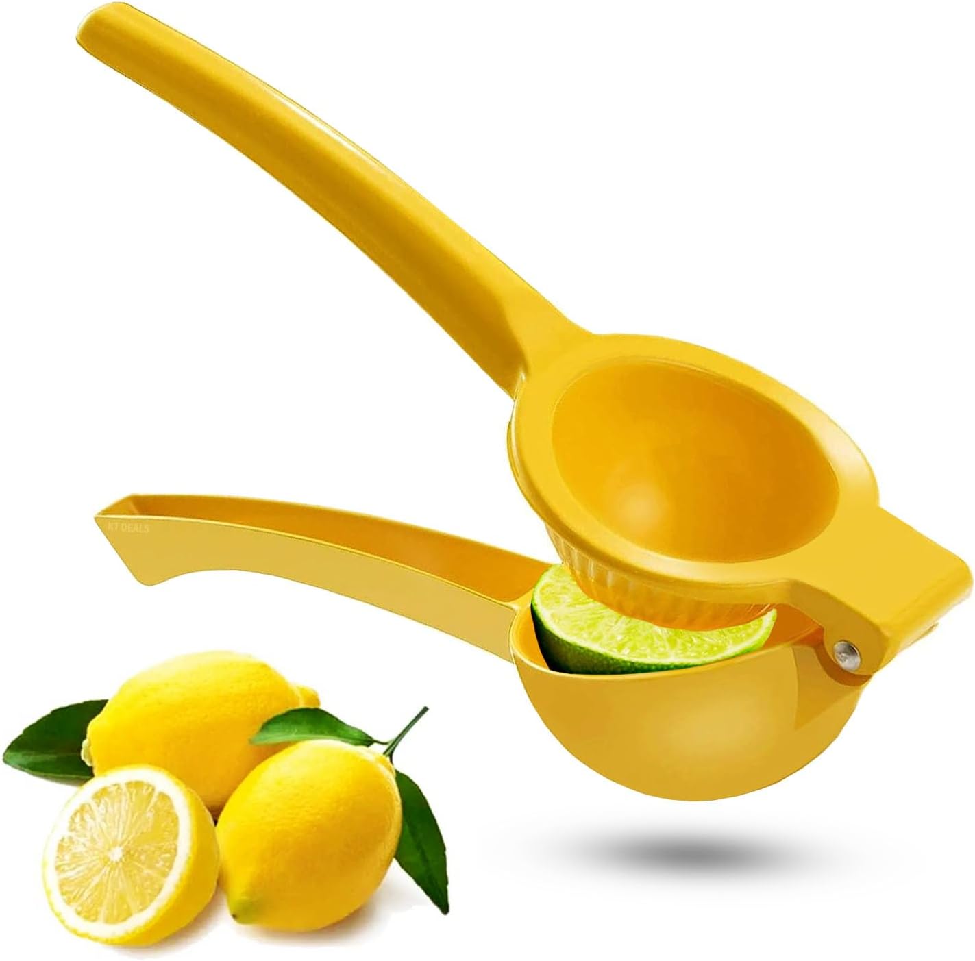 Metal Lemon Squeezer, Citrus Juicer, Manual Hand Press Lime Squeezer, Kitchen Lemon Juicer Tool Portable and Easy to Squeeze (Yellow)