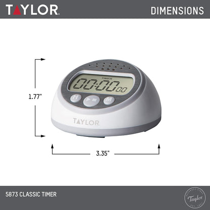 Taylor Digital Timer Counts Up and Down for School, Learning, Projects, and Kitchen Tasks, Super Loud Digital Timer, Gray