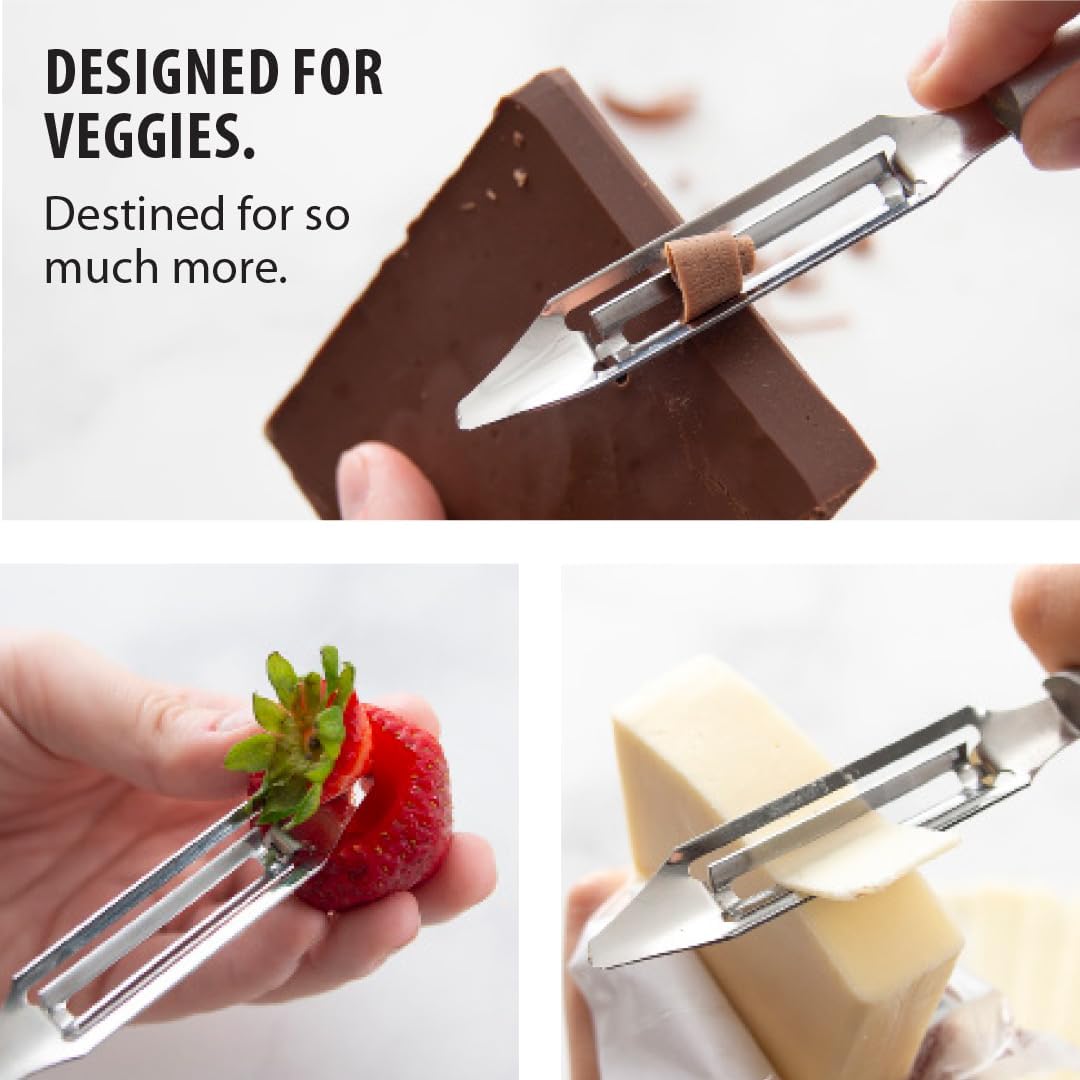 Rada Cutlery Vegetable Peeler (W232), 1.75" Stainless Steel Swiveling Blade, Black Handle
