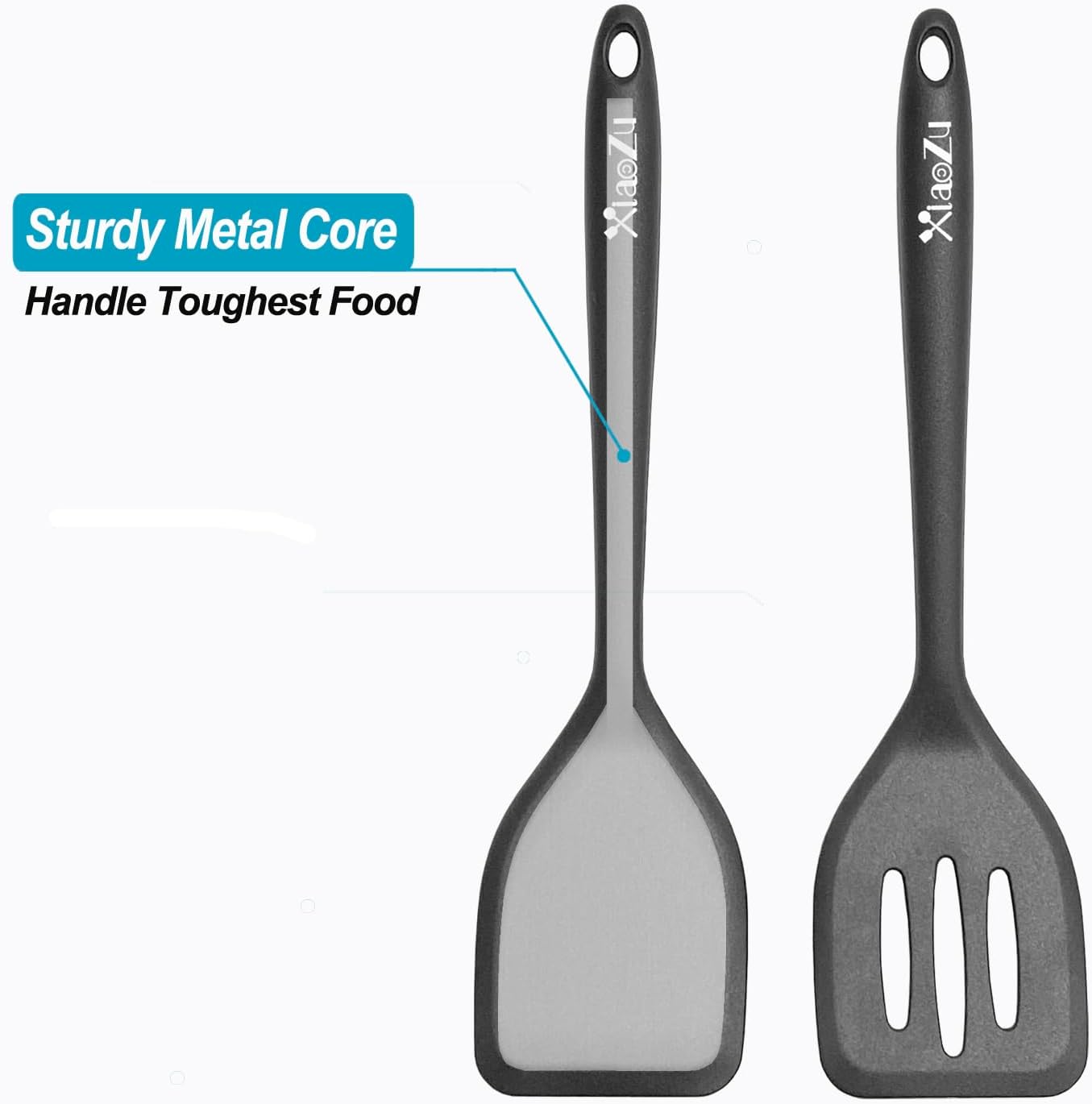 Silicone Spatula Turner Set, High Heat Resistant Spatulas with Seamless One Piece Design, Nonstick Rubber Flippers Utensils for Baking & Cooking,BPA-Free, Starry Blue,11IN