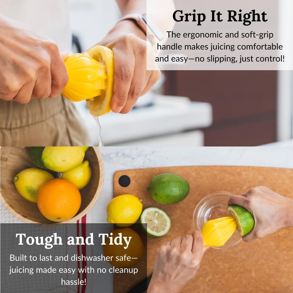 Prepara Juicy Juice Manual Hand Citrus Reamer for Lemons, Limes, and Oranges,Yellow