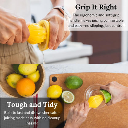 Prepara Juicy Juice Manual Hand Citrus Reamer for Lemons, Limes, and Oranges,Yellow
