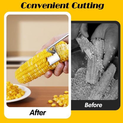 2PCS Stainless Steel Corn Cob Peeler,Professional Corn Cutter Tool to Remove Kernels from Corn on the Cob,Durable & Easy-to-Use Kitchen Gadget for Raw/Cooked Corn