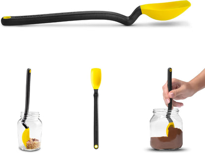 Dreamfarm Mini Supoon Non-Stick Sit-Up Silicone Scraping Cooking Spoon, Jar Scraper Measures 5ml Tsp - 8" Yellow