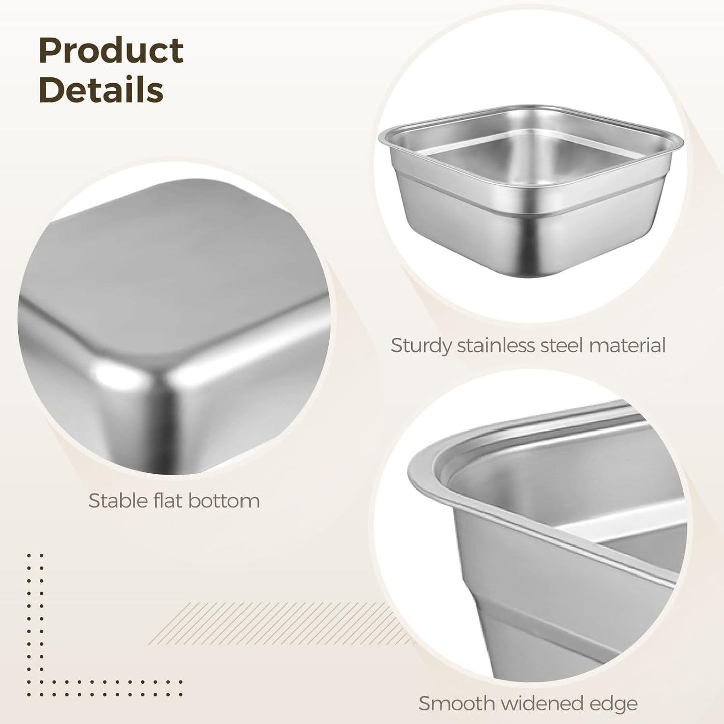 yeesport Stainless Steel Washing Up Bowl, Multi-Purpose Dish Tub for Sink, Large Square Container for Kitchen, Vegetable Washing Basin, Sturdy Dishpan for Home