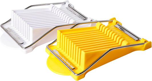 2 PACK Multi-purpose Stainless Steel Wire Boiled Egg Slicer,Cuts 10 Slicers for Luncheon Meat,Cheese,Butter,Banana,Avocados