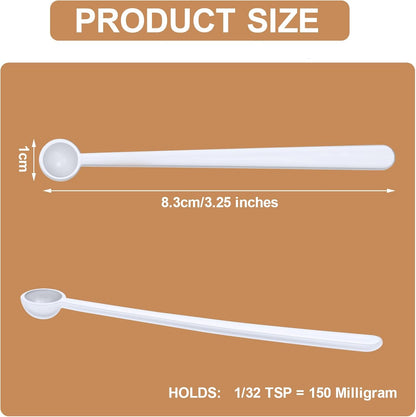 Chengu 200 Pieces Mini Measuring Spoons 1/32 Teaspoon Micro Scoops 0.15 ml Mini Spice Scoop Micro Powder Scoop for Sugar Herbs Cosmetics Coffee Milk Measurement Tools Supplies