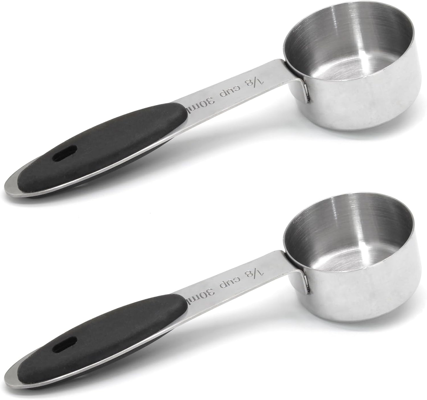 1/4 Cup Measuring Cup, 60 ML Stainless Steel Coffee Measuring Scoops, Single Metal Coffee Scoop with Black Silicone Handle