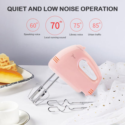 Showvigor Electric Hand mixer - 7 Adjustable Speed 180W Handheld Mixer Electric Whisk with 5 Stainless Steel Accessories, Turbo Boost/Self-Control Speed + Eject Button Food Beater for Cakes Eggs