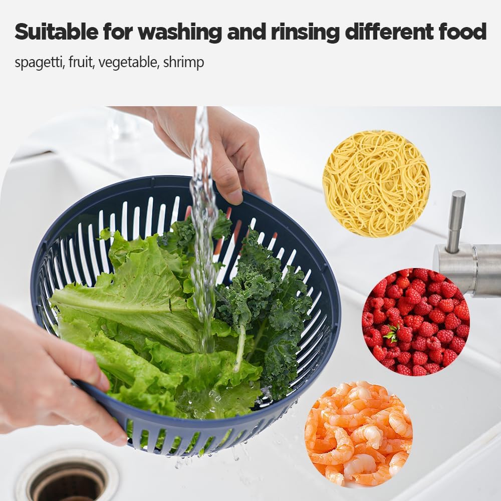 Premium 304 Stainless Steel Salad Spinner, Large 5.3 Qt Capacity, Easy to Use Lettuce Spinner, Fruit and Vegetable Washer and Dryer Spinner, Green
