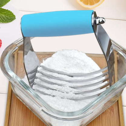 Dough Blender, Top Professional Pastry Cutter with Heavy Duty Stainless Steel Blades, Large Size, Pink