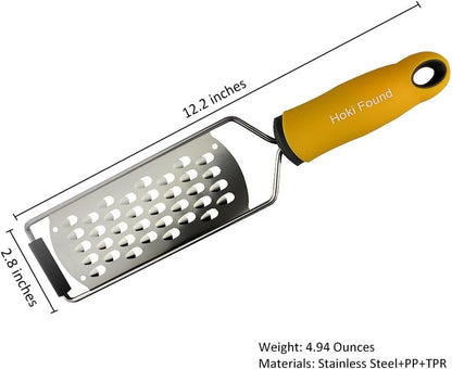 Hoki Found Stainless Steel Coarse Cheese Shredder - Zester, Vegetable & Fruit Grater - Black