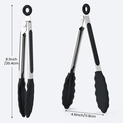 Kitchen Tongs Set of 3, Cooking Tongs with Silicone Tips, Non-Stick Non-Scratch Heat Resistant Tongs for Grilling Cooking BBQ Salad Serving (Multicolor, 7/9/12 Inch)