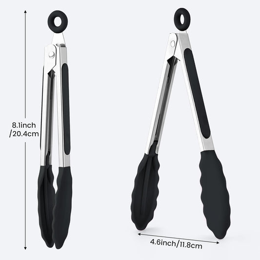 Kitchen Tongs Set of 3, Cooking Tongs with Silicone Tips, Non-Stick Non-Scratch Heat Resistant Tongs for Grilling Cooking BBQ Salad Serving (Multicolor, 7/9/12 Inch)