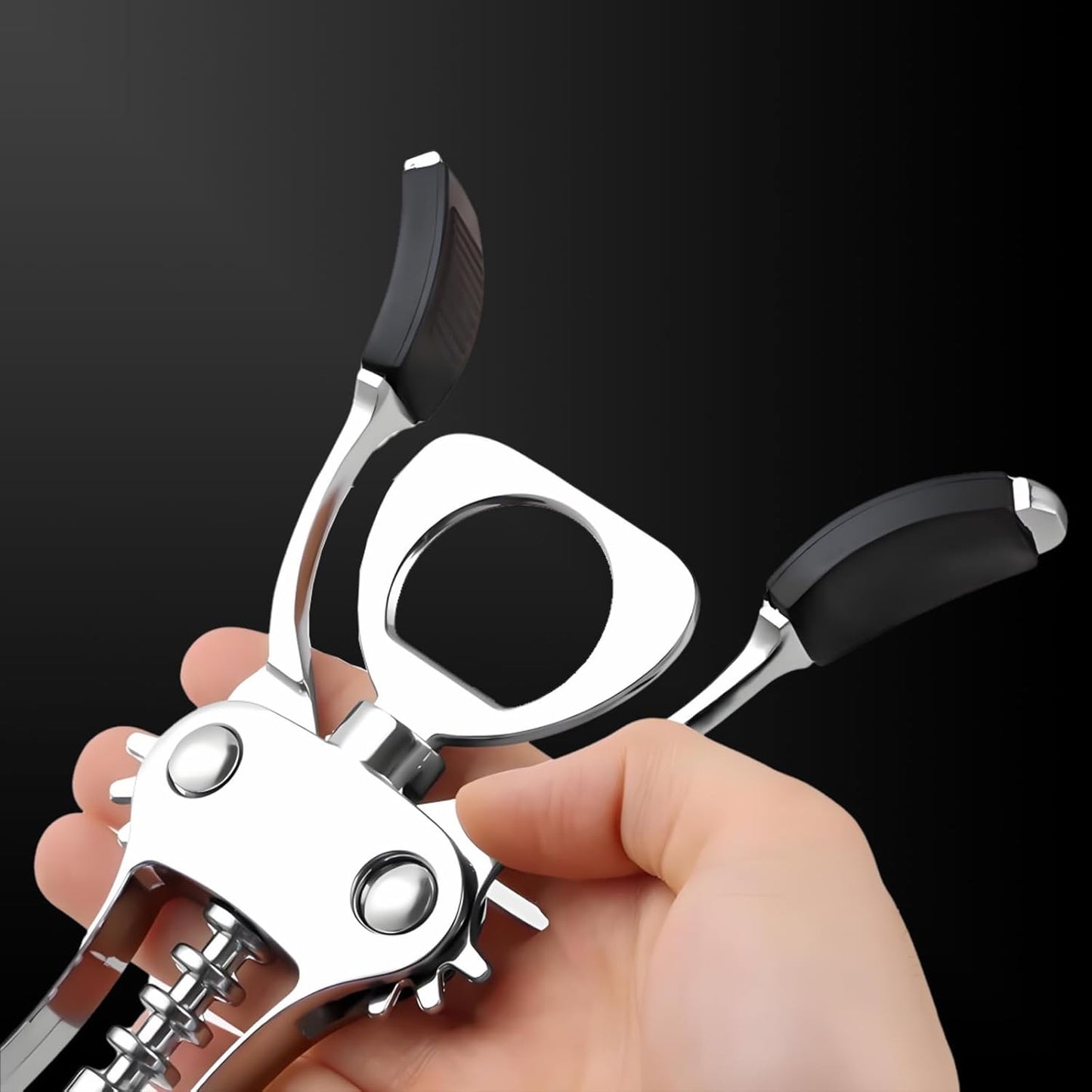 Wine Opener, Zinc Alloy Premium Wing Corkscrew Wine Bottle Opener with Multifunctional Bottles Opener, Sharp Corkscrew with Ergonomic Non-slip Wing Handle, Upgrade, Silver