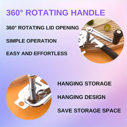 Hand Crank Can Opener,Stainless Steel Manual Tool Handheld Smooth Edge Can Opener for Kitchen Camping Outdoor Picnics(COLOR:Black+Silver)