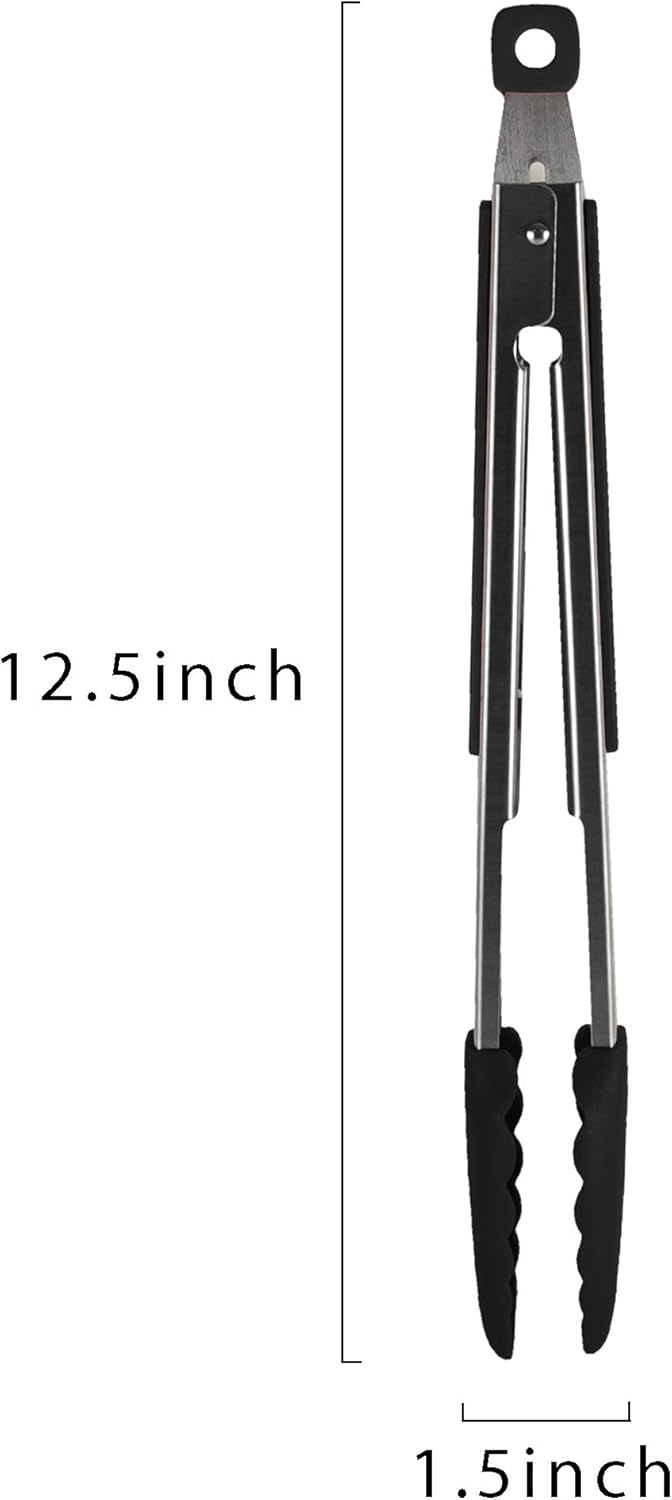 Farberware 5216358 Professional Stainless Steel and Heat Resistant Nylon Locking Kitchen Tongs with Silicone Tips, 12-Inch
