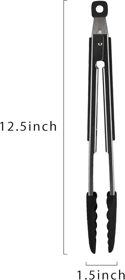 Farberware 5216358 Professional Stainless Steel and Heat Resistant Nylon Locking Kitchen Tongs with Silicone Tips, 12-Inch