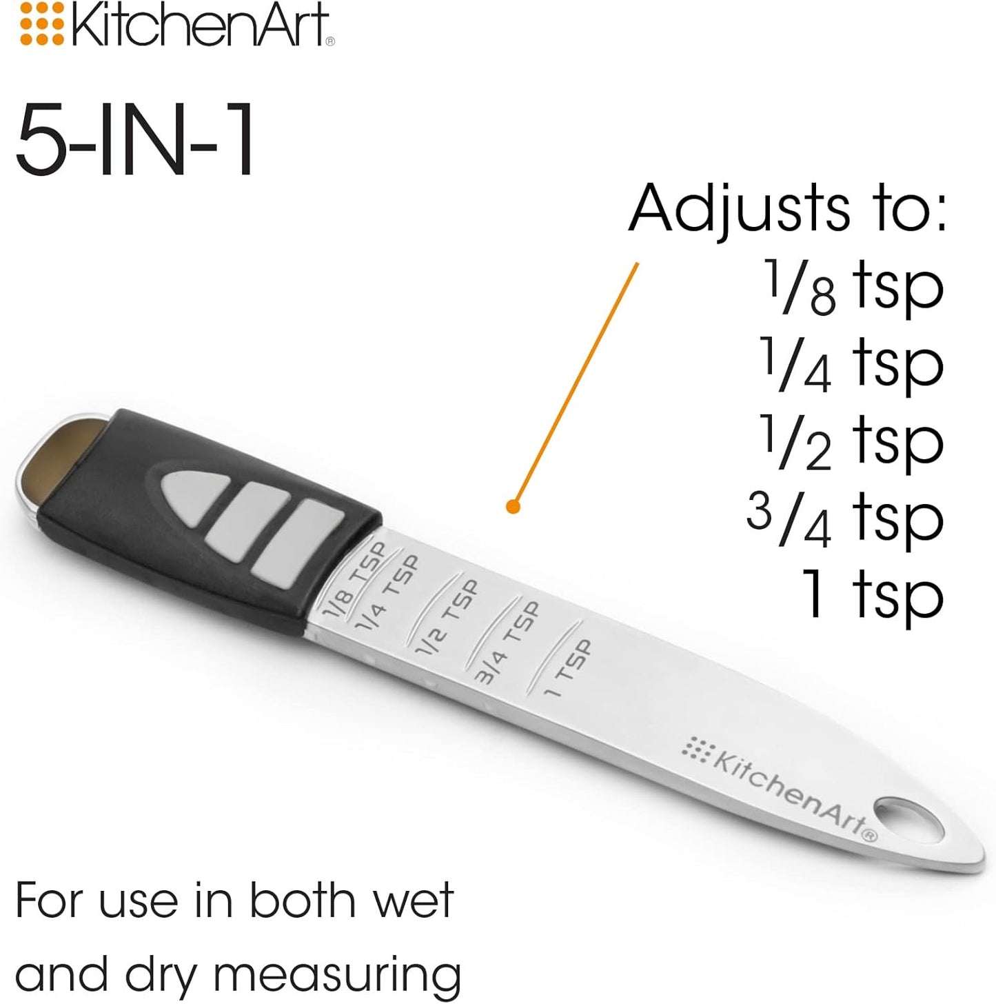 KitchenArt Pro Adjustable Measuring Set, Includes Adjustable Tablespoon, Teaspoon, and 2 Cup Measuring Cup