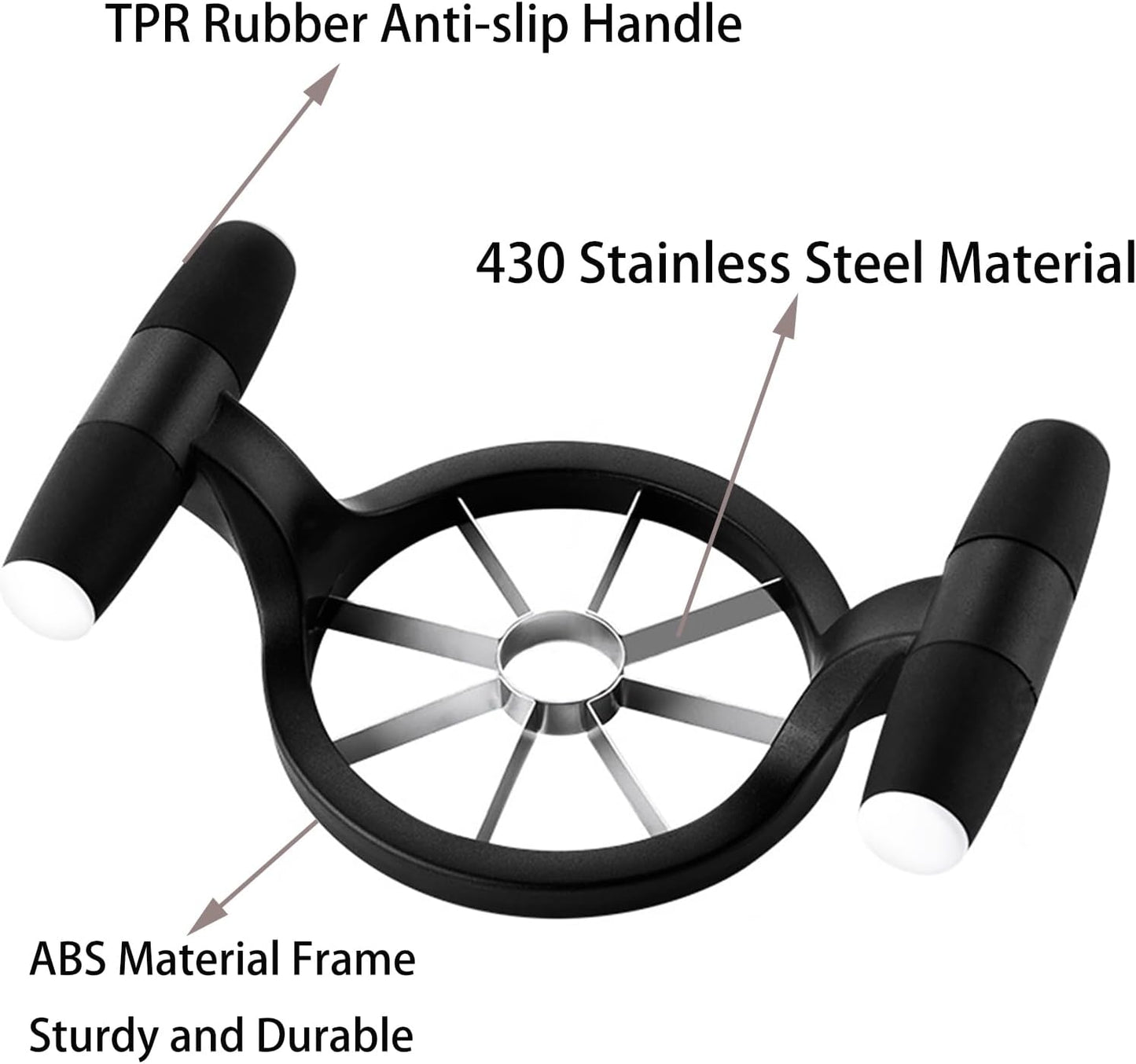 Apple Slicer, 7.5 Inch Extra Large Apple Cutter, 8-Blade Stainless Steel Fruit Slicer, Anti-Slip Rubber Handle for Pears, Potatoes, Tomatoes, Onion