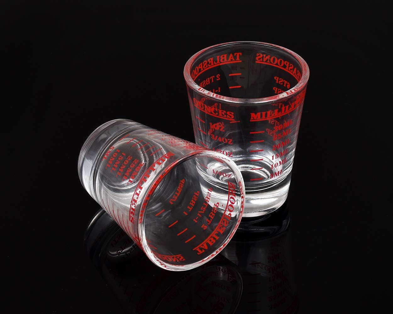 DS. DISTINCTIVE STYLE 120 Milliliter Measuring Cup 2 Pieces Shot Glass Measuring Cup with 4 Kinds of Measuring Scale for Small Amount Liquid (Red, 120 ml)