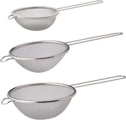 HIC Kitchen Fine Mesh Strainer With Helper Handle, 18/8 Stainless Steel, 6-Inch, For Sifting, Draining, And Straining Pasta, Vegetables, Stocks, And Sauces