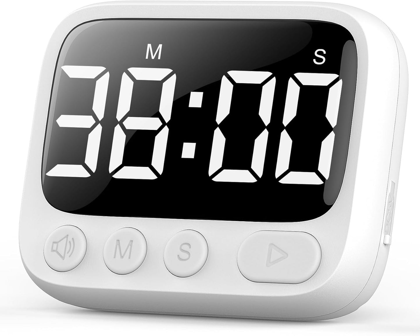 HAUKINIX Shower Timer Waterproof Bathroom Toilet Timer Digital Kitchen for Wall Mount, Study w/Foldable Stand, Countdown Stopwatch w/Suction Cup for Swim, Rechargeable, White
