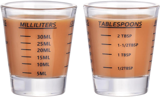 Shot Glass Measuring Cup，Espresso Shot Glass 26-Incremental Measurement 1oz, 6 Tsp, 2 Tbs, 30ml，Kitchen Tools，Bar Bartender Accessories, Jigger for Bartending (2 Pack-Blue)