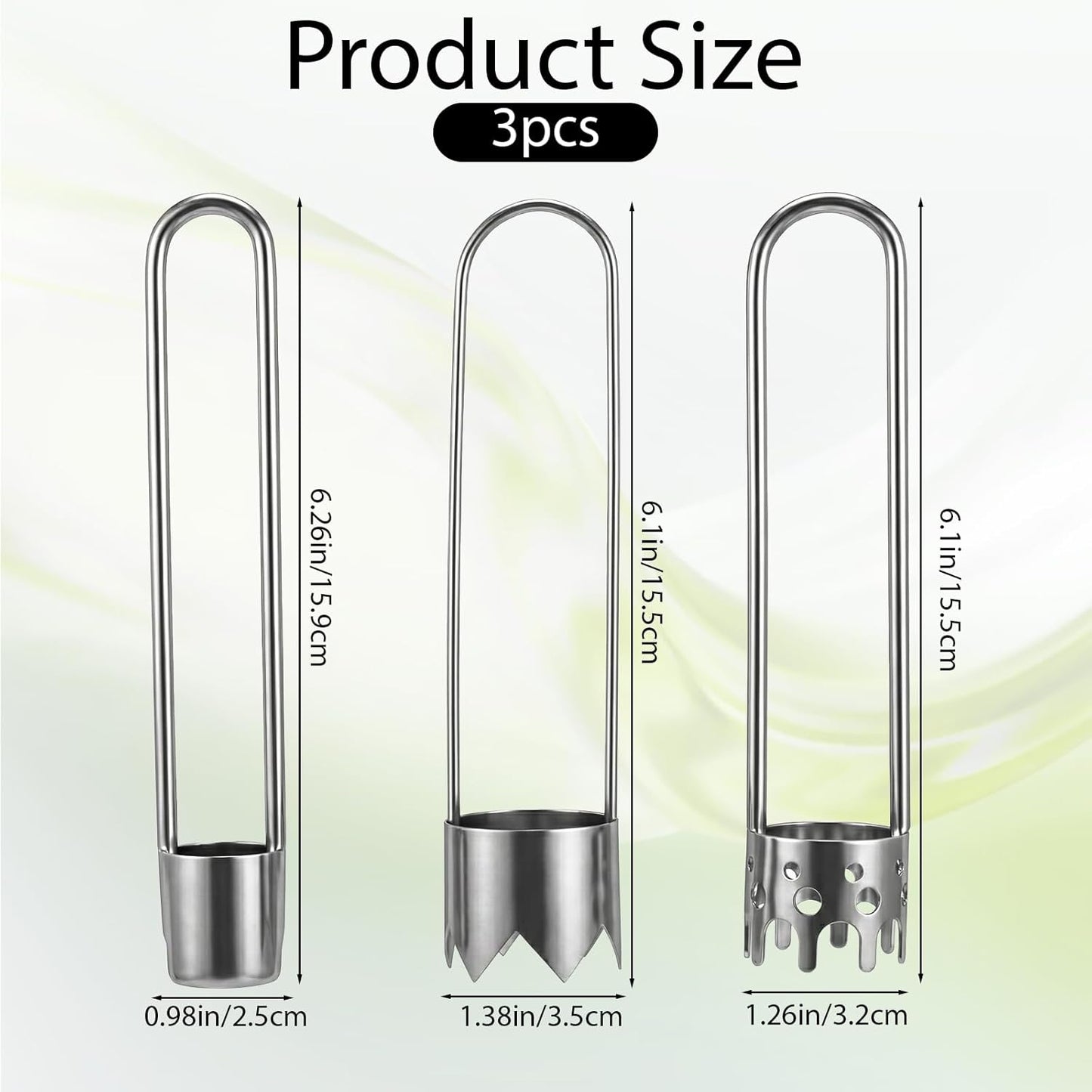 3 PCS Red Bell Pepper Seed Corer Fruit and Vegetable Corer Tool Stainless Steel Practical Kitchen Gadgets Universal Multifunctional Core Remover for Pepper Apple Pineapple Pear Easy Clean