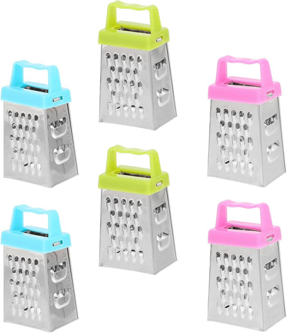 Ipetboom Mini Cheese Grater Box, 6Pcs Stainless Steel Kitchen Tool with Non-Slip Handle for Garlic Ginger Vegetable Grating and Slicing, 2.63X1.45X1.06 Inch