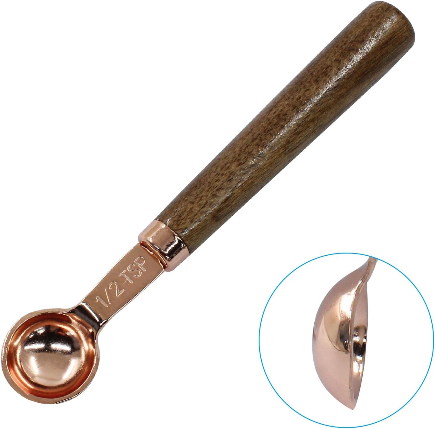 Hitefu 1 Teaspoon Coffee Scoop, Wooden Coffee Scoop with Long Handle, 5 ml Coffee Bean Scoop Measuring Spoon for Tea, Powder, Spices