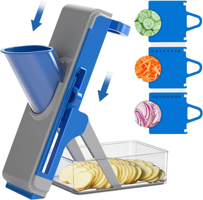 Mandoline Slicer for Kitchen - Vegetable Food Chopper, Cucumber Slicer, Detachable Easy to Clean Kitchen Chopping Artifact (White Blue)