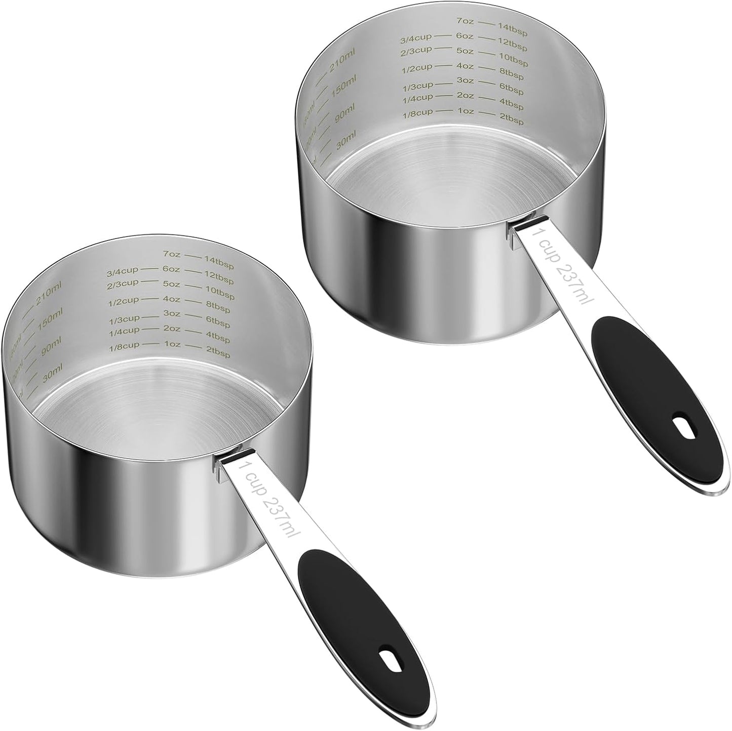 LEIFENY 2PCS 1/8CUP(30ml) Dog Cat Food Scoop, Stainless Steel Measuring Cup, Metal Pet Scooper with Inner Precision Scale Measurement