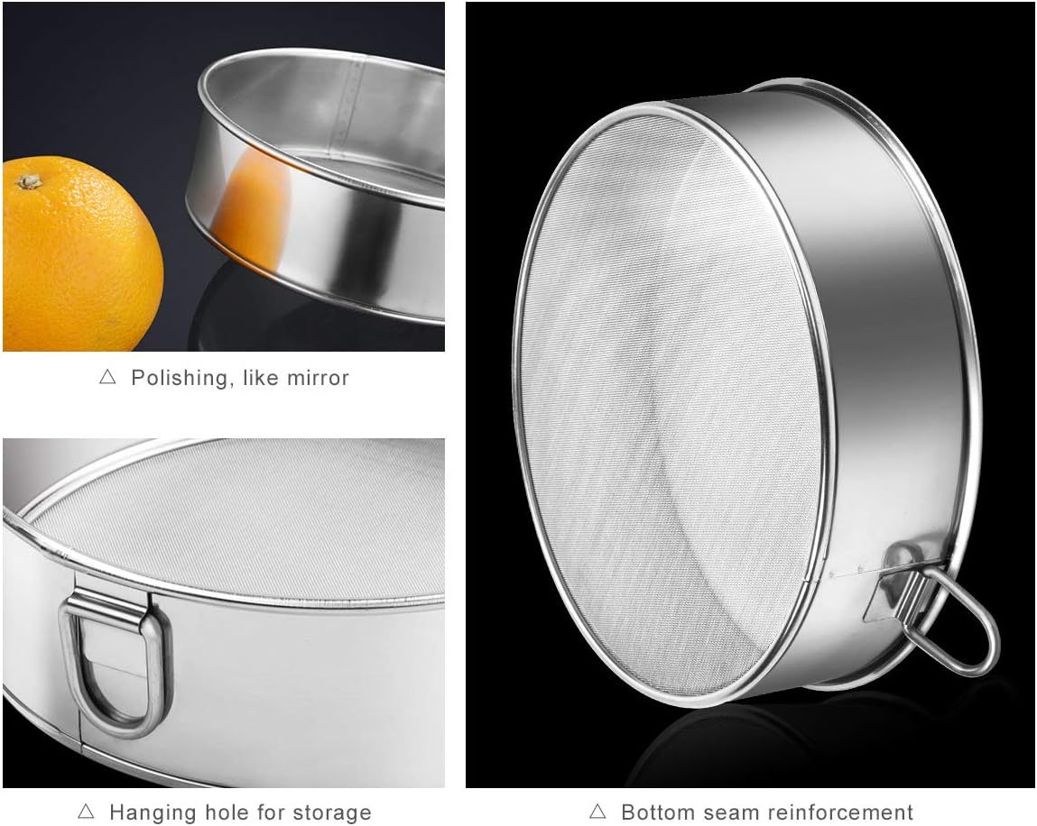 Webake Sieve 6-Inch 60 Mesh, 8-Inch 40 Mesh Sieves Fine Mesh Strainer Set of 2 Stainless Steel Sifter Round Flour Sieve for Baking Straining Powdering