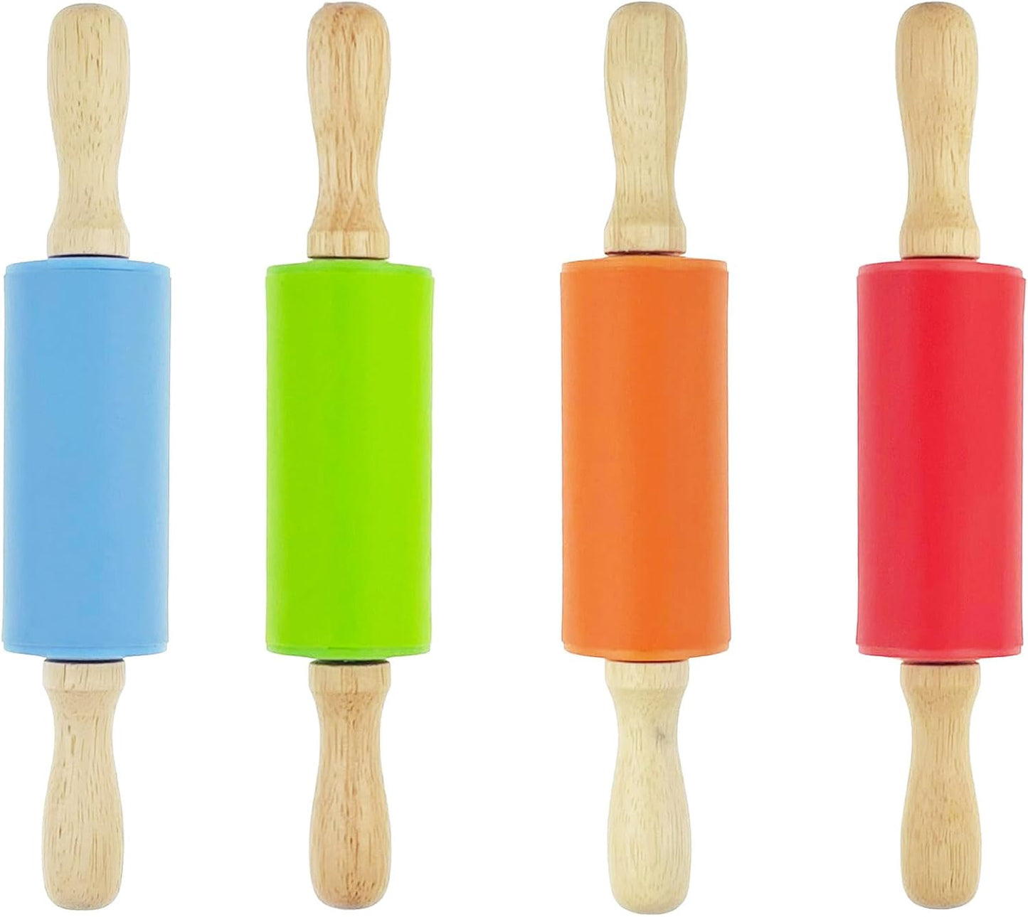 4 Pack Mini Small Rolling Pin 9 Inch Kids Rolling Pin Wooden Handle for Home Kitchen