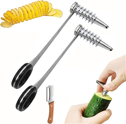 Potato Spiralizer, Spiral Slicer, Kitchen Spiralizer for Potatoes and Veggies Quick Uniform Spirals, Easy to Use and Clean, For Carrots Zucchini and Vegetables (3pcs)