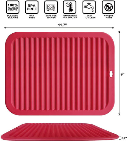 Walfos Silicone Trivet Mats - 4 Heat Resistant Pot Holders, Multipurpose Non-Slip Hot Pads for Kitchen Potholders, Hot Dishers, Jar Opener, Spoon Holder, Food Grade Silicone & BPA Free (Black)