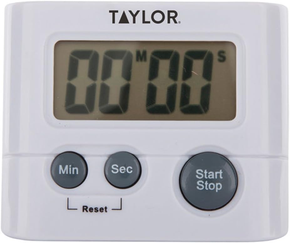 Taylor Digital Timer with 99 Minute 59 Second Display, Easy to Use, White Compact Design for Kitchen Cooking, Baking, and Timing Needs (Pack of 2)