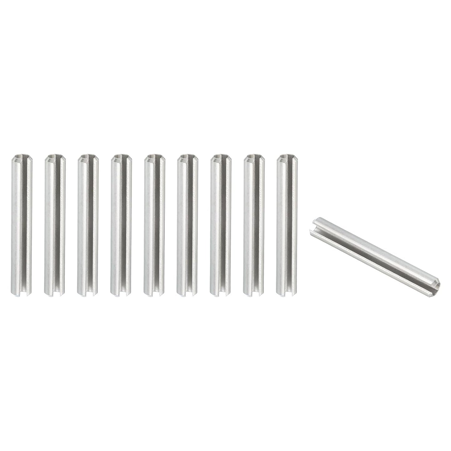 PATIKIL Slotted Spring Pin, 50 Pcs 1/8" x 3/4" (3.2mm x 20mm) 304 Stainless Steel Split Roll Pins Spring Dowel for Home Improvement Automotive Machine Repair, Silver - Colors A