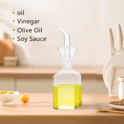 Olive Oil Pourer Olive Oil Vinegar Cooking Wine cotainer Salad Dressing Glass, Oil Bottle Vinaigrette Dispenser Drizzle Cruet 17oz Glass Oil Bottle for Kitchen