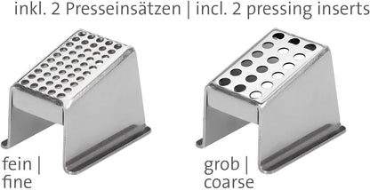 Westmark Gallant Plus 29392270 Garlic Press with Two Press Inserts: Fine and Coarse, Plastic/Stainless Steel, Black/Red/Silver
