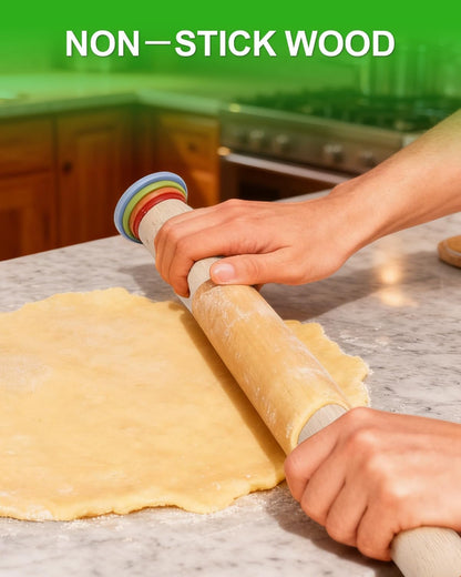 Silicone Rolling Pin with Thickness Rings, Adjustable Designs for Fondant, Cookie Decorating, Pasta, Pizza, 23.6 inch Purple Large Long Pin